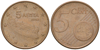 Греция 5 евроцентов 2007 KM 183 сталь плакированная медью 4539-1027