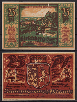 Германия, Хиршберг 25 пфеннигов 1921 Нотгельд бумага 7555-43-1-1