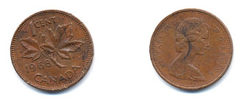 Канада 1 цент 1968 Елизавета II (1952-2022), кленовый лист KM 59.1 бронза 4379-356