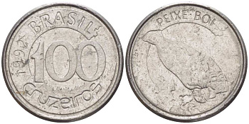БРАЗИЛИЯ 100 КРУЗЕЙРО 1992 РЕФОРМА 1990-1993, ЛАМАНТИН KM 623 нержавеющая сталь 4392-723