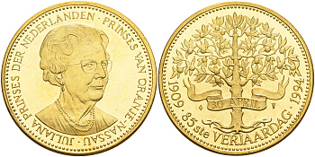 Нидерланды медаль ND 85 лет со дня рождения принцессе Нидерландов Юлианне    PROOF  11-132-31