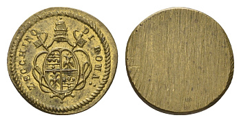 Италия, Рим жетон - копия монеты времен Пия VI (1775-1799) диаметр 18 мм, вес 3,4 гр латунь 4669-256