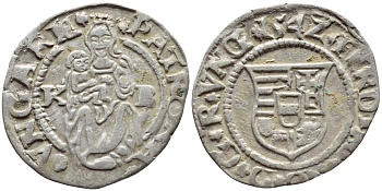 Венгрия 1 денар 1542 КВ, Фердинанд I (1526-1564), мадонна с младенцем  серебро    1530-414