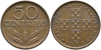 ПОРТУГАЛИЯ 50 СЕНТАВО 1979 KM 596 бронза 65-1117