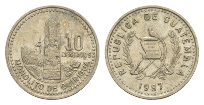 Гватемала 10 сентаво 1997 KM 277 медно-никель 4644-558