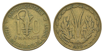 Западная Африка (BCEAO) 10 франков 1970 Центральный банк государств Западной Африки KM 1a медь алюминий никель 4642-231