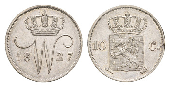 Нидерланды 10 центов 1827 Виллем I (1815-1840) KM 53 серебро 1520-831