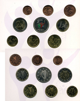 Ирландия официальный набор из 9 монет 2003 включая 5 евро специальные Олимпийские игры в Ирландии 2003, цветная эмаль ​KM MS12 UNC 4-5-2-12