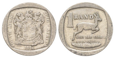 ЮАР 1 ранд 1994 KM 138 медь плакированная никелем 4627-315