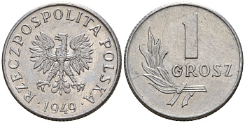 Польша 1 грош 1949 KM 39 алюминий 4189-455