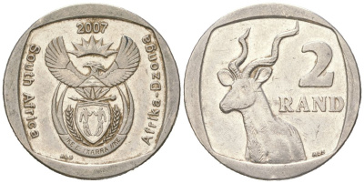 ЮАР 2 ранда 2007 KM 345 медь плакированная медно-никелем 4364-2252