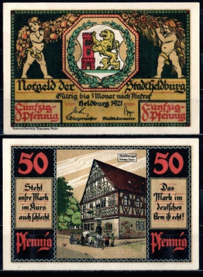 Хельдбург (Тюрингия) 50 пфеннигов 1921 бумага UNC (пресс) 7555-17-2-1