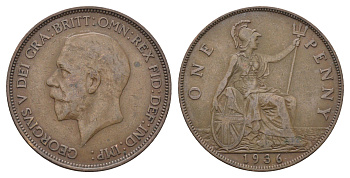 Великобритания 1 пенни 1936 Георг V (1910-1936) KM 838, Spink 4055 бронза 4661-735