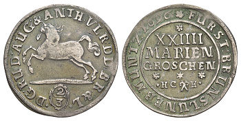 Брауншвейг-Вольфенбюттель 2/3 талера = 24 мариенгроша 1696 HCH KM 615, Welter 2082, Davenport 332 серебро 00-810-65