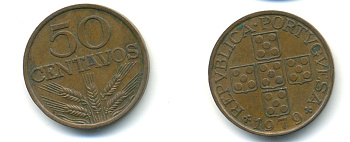 ПОРТУГАЛИЯ 50 СЕНТАВО 1979 KM 596 бронза 86-1216