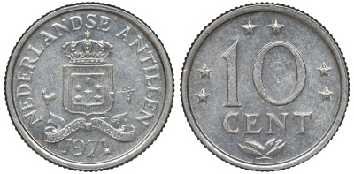 Нидерландские Антилы 10 центов 1971 Юлиана (1948-1980) KM 10 никель 4609-1046