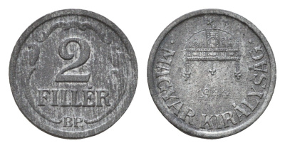 Венгрия 2 филлера 1944 KM 519 цинк 46-2125