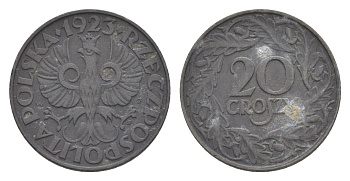 Польша 20 грошей 1923 Y 37 цинк 4636-419