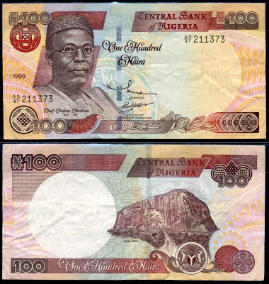 Нигерия 100 найра 1999 Обафеми Аволово, гора Зума Ро Pick 28 b бумага 8592-53-2-1
