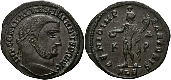 Римская Империя нуммий 308 - 311 Галерий GENIO IMPERATORIS Александрия Very fine RIC 101a бронза 1073-10-22