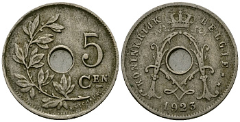 Бельгия 5 сантимов 1923 Belgie KM 67 медно-никель 4173-255