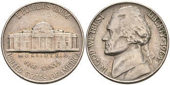 США 5 центов 1964 Джефферсон KM А192 медно-никель 92-1113