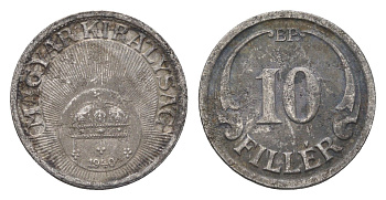 Венгрия 10 филлеров 1940 BP KM 507a железо 4664-956