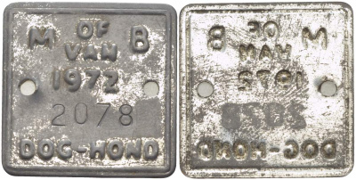 НИДЕРЛАНДЫ СОБАЧИЙ ЖЕТОН 1972 OF VAN DOG-HONG, №2078, ЖЕТОН ОБ УПЛАТЕ ГОДОВОГО НАЛОГА С ВЛАДЕЛЬЦЕВ СОБАК сталь 4517-1136