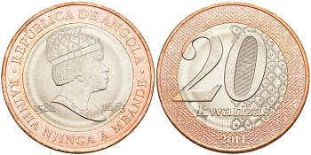 Ангола 20 кванза 2014 Королева Зинга Мбанди Нгола (1582-1663) KM 111 биметалл aUNC 69-121