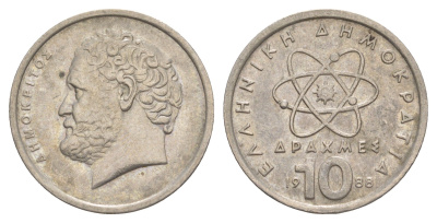 Греция 10 драхм 1988 Демокрит KM 132 медно-никель 4573-1255