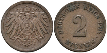 Германия 2 пфеннига 1916 A KM 16, J. 11, Weege 4 медь 4573-1212