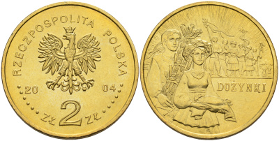 Польша 2 злотых 2004 MW, серия ритуалы Польши, праздник урожая KM 507 нордик 4589-1045