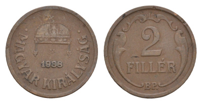 Венгрия 2 филлера 1938 BP KM 506 бронза 4658-332
