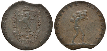 Великобритания 1/2 пенни 1793 Манчестер-Ланкашир, жетон, брак кружка DH 135 медь 1516-1334