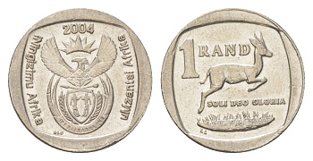 ЮАР 1 ранд 2004 KM 333 медь плакированная никелем 4627-414
