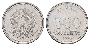 Бразилия 500 крузейро 1986 KM 597 нержавеющая сталь UNC 4627-966