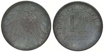 Германия 10 пфеннигов 1920 KM 26, J. 299, Weege 8 цинк 4119-354
