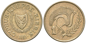 Кипр 1 цент 1991 KM 53.3 никель латунь 4621-534