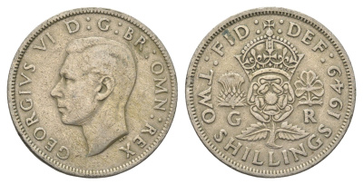Великобритания 2 шиллинга (флорин) 1949 Георг VI (1936-1952) KM 878, Spink 4107 медно-никель 4663-254