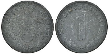 ГЕРМАНИЯ 1 РЕЙХСПФЕННИГ 1942 A J 369, KM 97 цинк 72-1667