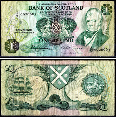 Шотландия 1 фунт 1975 Pick 111 c бумага 7551-44-1-2