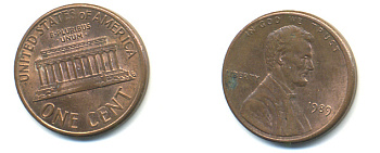 США 1 цент 1989 Линкольн KM 201b цинк плакированный медью UNC 179-429