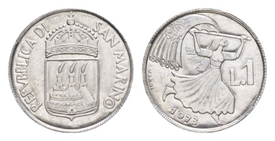 Сан-Марино 1 лира 1973 KM 22 алюминий UNC 4647-161
