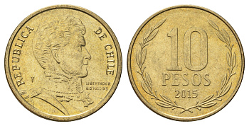 Чили 10 песо 2016 KM 228 никель латунь UNC 4689-313