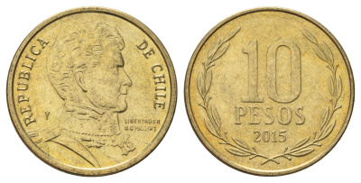 Чили 10 песо 2016 KM 228 никель латунь UNC 4689-313