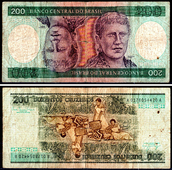 Бразилия 200 крузадо ND (1981-1984) Pick 199a бумага 3295-119-1-1