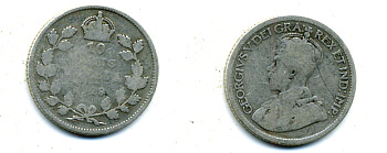 Канада 10 центов 1918 Георг V (1910-1936) KM 23 серебро 46-1115