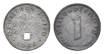 Германия 1 рейхспфенниг 1944 G KM 97, J. 369 цинк 4630-1056