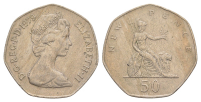 Великобритания 50 пенсов 1979 Елизавета II (1952-2022) KM 913, Spink 4223 медно-никель 4634-621