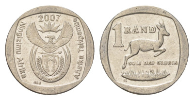 ЮАР 1 ранд 2007 KM 344 медь плакированная никелем 4627-456